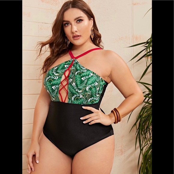 Other - Contrast Tropical One Piece Swimsuit 2XL